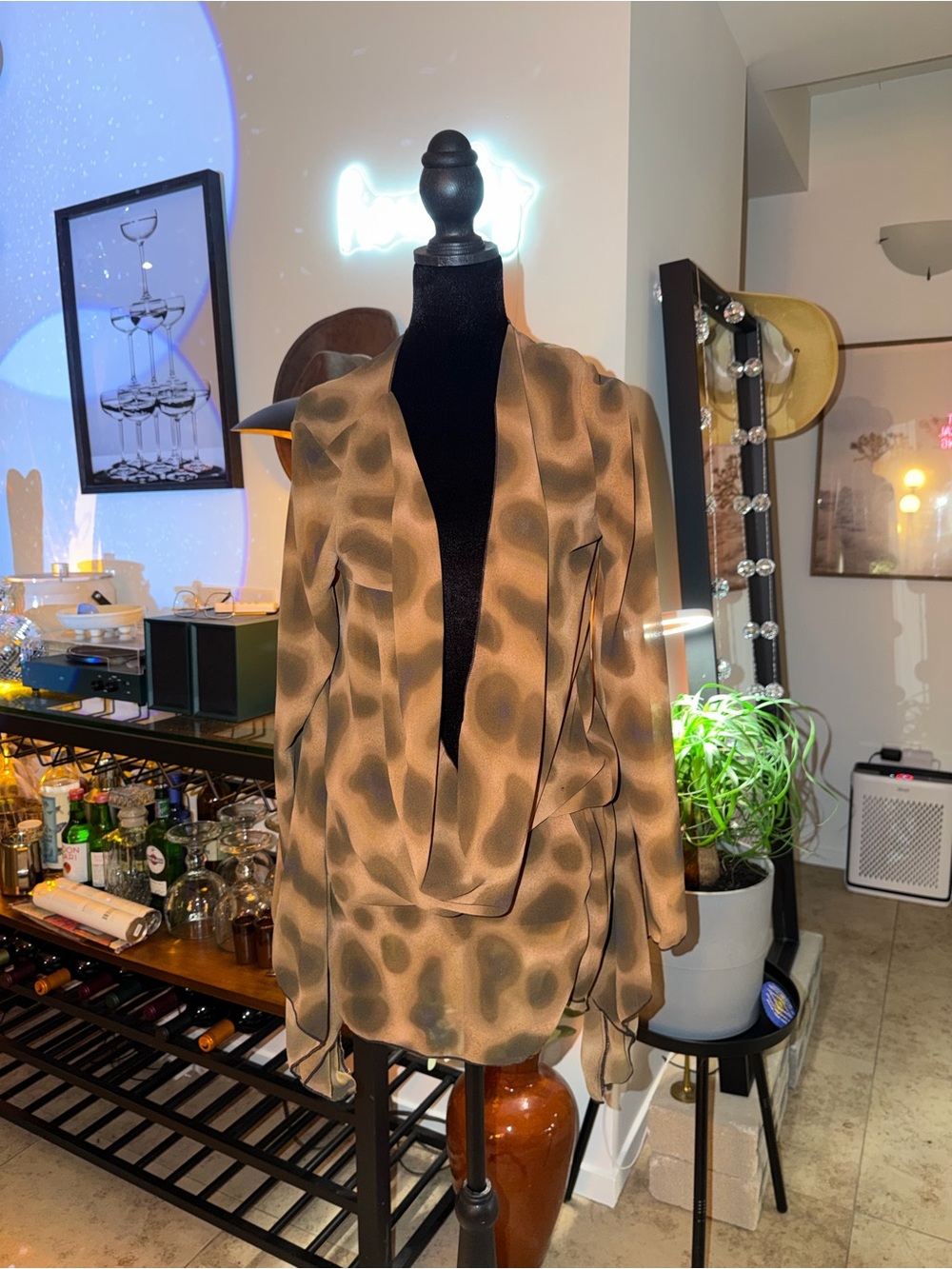 Women’s Western Chic Brown Leopard-Print Dress